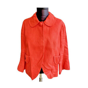 J Crew Womens 6 Tulip Linen Retro Swing Jacket Blazer Red Orange 60s Coquette